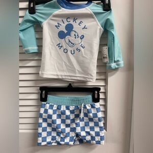 Disney Baby body rash guard swimsuit set baby blue Mickey Mouse in 9 mo